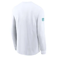 Men's Nike White Miami Dolphins Sideline Performance Long Sleeve T-Shirt