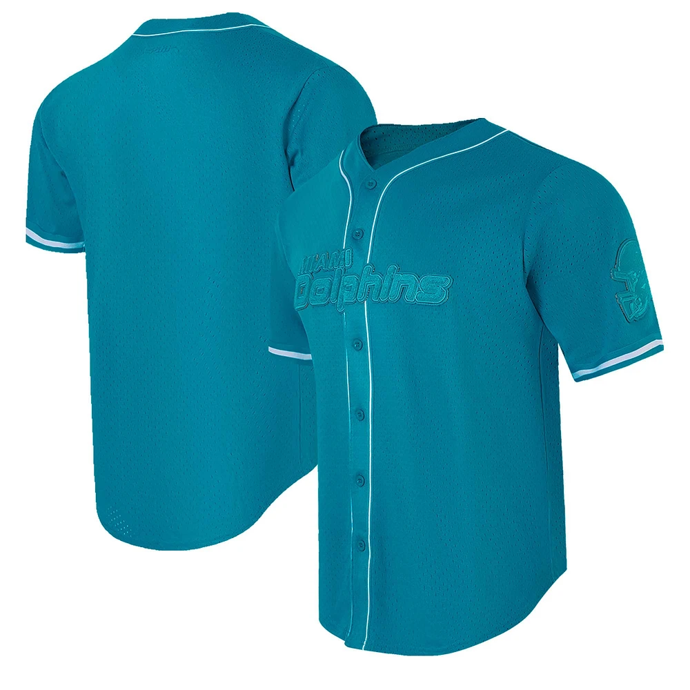 Men's Pro Standard Aqua Miami Dolphins Triple Tonal Mesh Button-Up Shirt