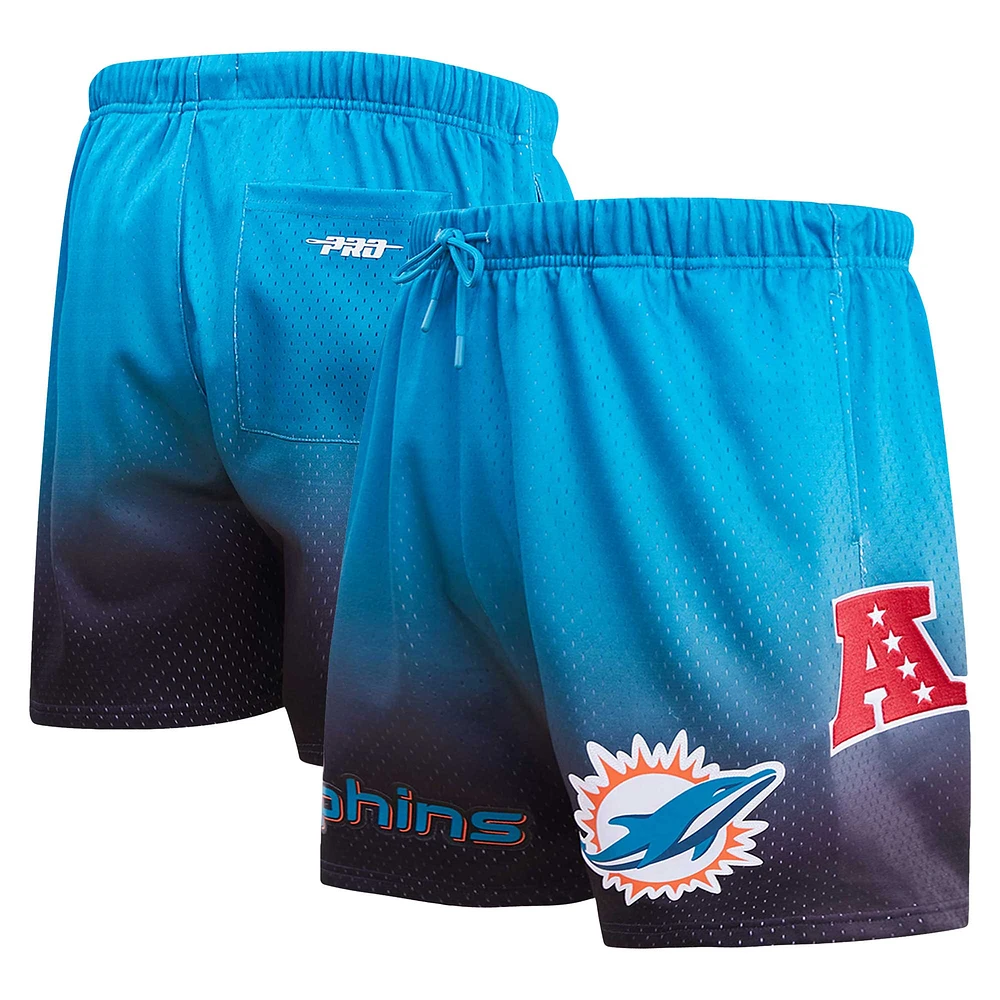 Short en maille ombré Pro Standard pour hommes, noir/aqua, Miami Dolphins