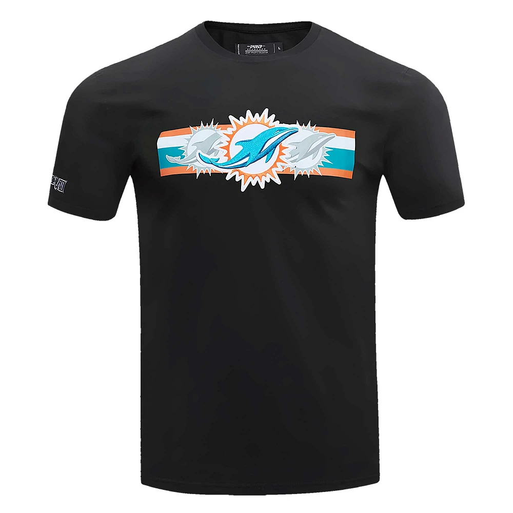 Men's Pro Standard Black Miami Dolphins Retro Striper T-Shirt