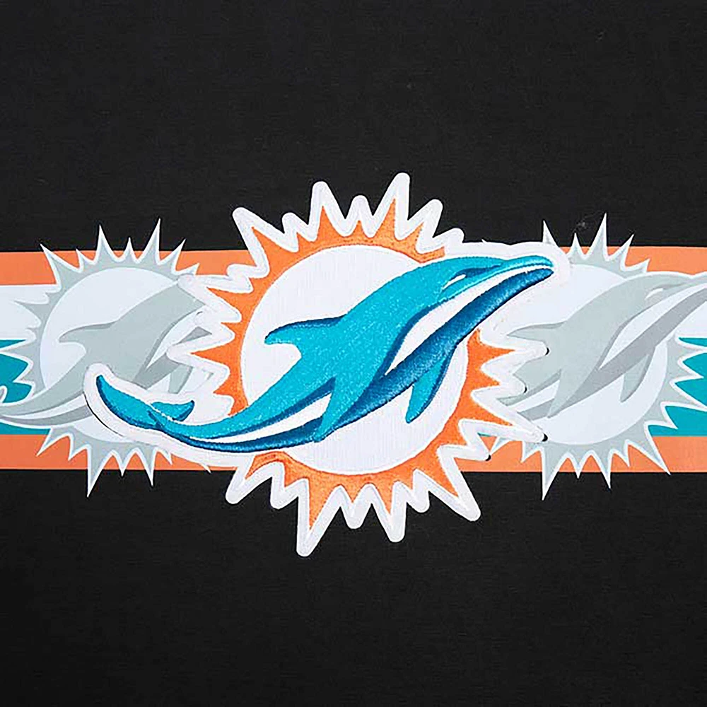 Men's Pro Standard Black Miami Dolphins Retro Striper T-Shirt