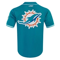 Men's Pro Standard Tyreek Hill Aqua Miami Dolphins Mesh Button-Up Baseball Jersey