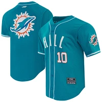 Maillot de baseball boutonné en maille Pro Standard Tyreek Hill Aqua Miami Dolphins pour homme