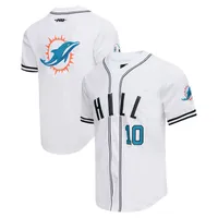 T-shirt de baseball boutonné Pro Standard Tyreek Hill Miami Dolphins pour homme, blanc