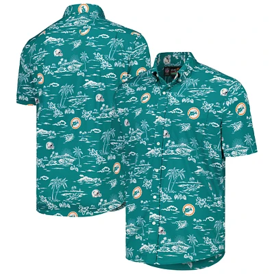 Men's Reyn Spooner Aqua Miami Dolphins Throwback Kekai Print Button-Up Shirt