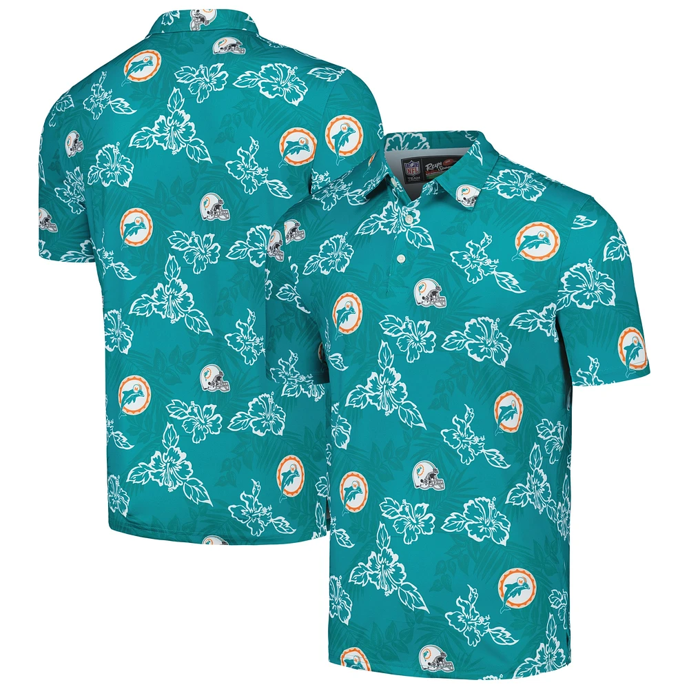 Men's Reyn Spooner Aqua Miami Dolphins Throwback Pua Performance Polo