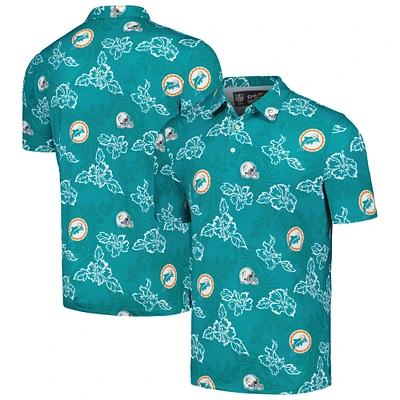 Men's Reyn Spooner Aqua Miami Dolphins Throwback Pua Performance Polo