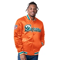 Veste réversible en satin à boutons-pression pour homme Starter Aqua/Orange Miami Dolphins Closer