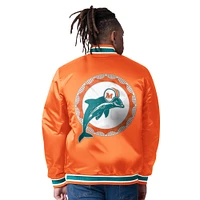 Veste réversible en satin à boutons-pression Starter Aqua/Orange Miami Dolphins pour homme