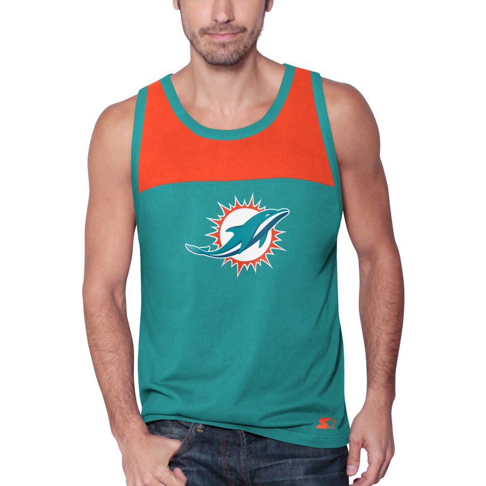 Men's Starter Aqua/Orange Miami Dolphins Logo Touchdown Fashion Tank Top