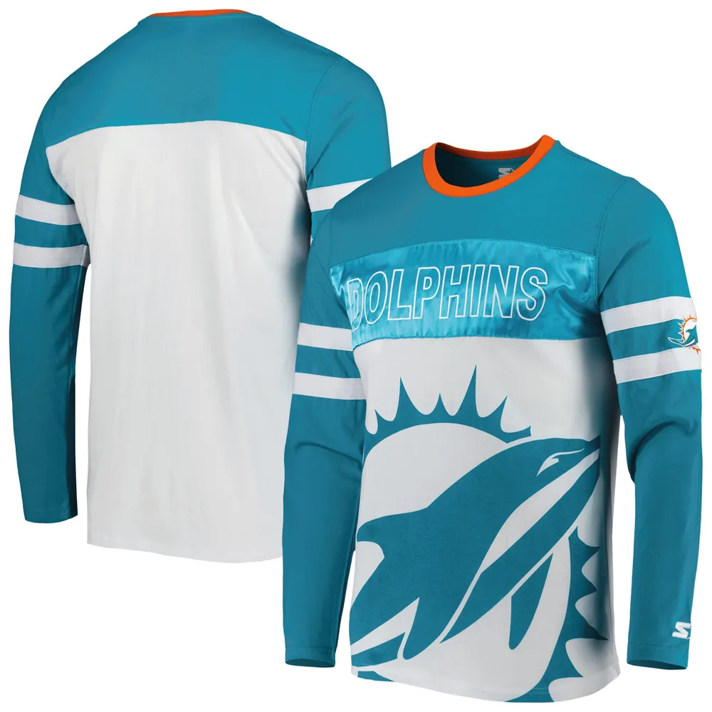 Lids Miami Dolphins Starter Halftime Long Sleeve T-Shirt - Aqua/White