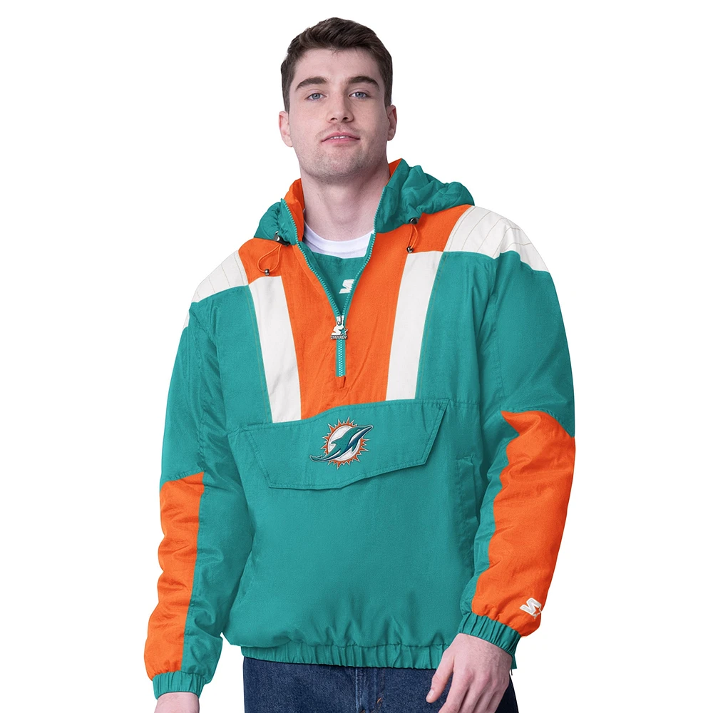 Men's Starter Aqua Miami Dolphins Charger Pullover Jacket