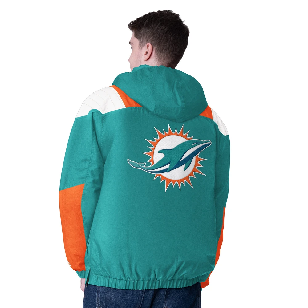 Men's Starter Aqua Miami Dolphins Charger Pullover Jacket