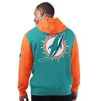 Men's Starter Aqua Miami Dolphins Extreme Pullover Hoodie