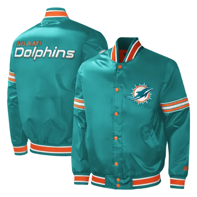 Starter Satin White Miami Dolphins Throwback Warm Up Pitch Jacket