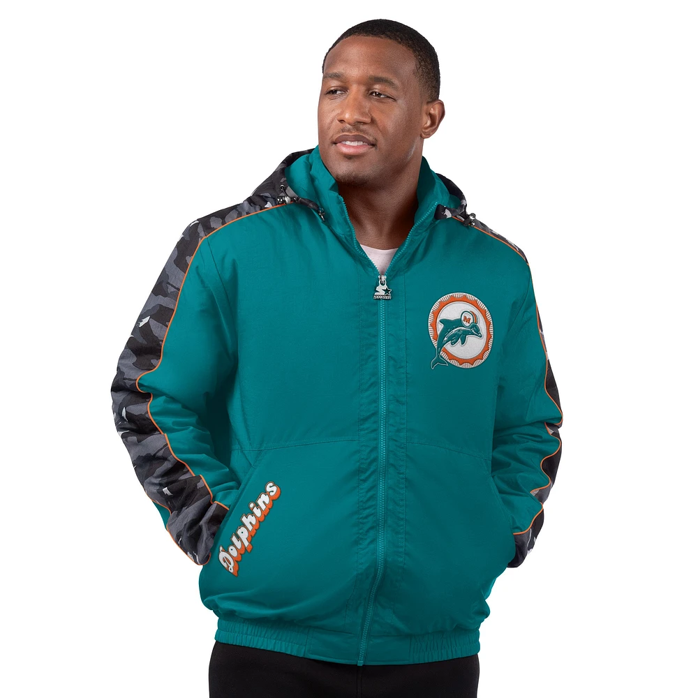 Veste à capuche entièrement zippée Starter Aqua Miami Dolphins Thursday Night Gridiron pour homme