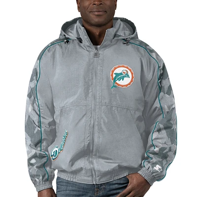 Veste entièrement zippée Starter Grey Miami Dolphins Thursday Night Gridiron Throwback pour hommes