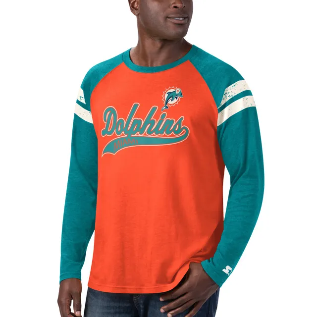 Men's Starter Orange/Navy Chicago Bears Throwback League Raglan Long Sleeve  Tri-Blend T-Shirt