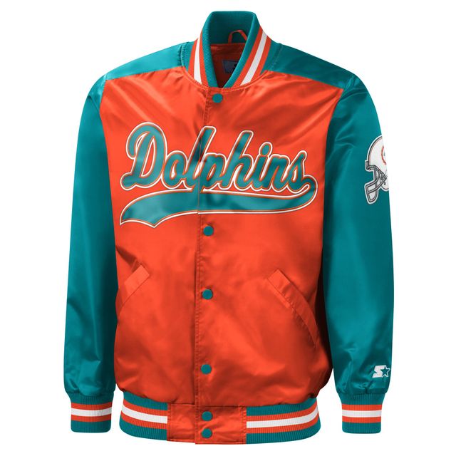 Men's Starter Aqua Miami Dolphins Retro The Diamond Full-Snap Jacket