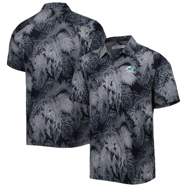 Chemise boutonnée Tommy Bahama pour homme Miami Dolphins Coast Luminescent Fronds Camp IslandZone