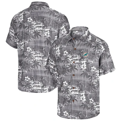 Chemise boutonnée noire pour homme Tommy Bahama Miami Dolphins Coconut Point Isla Palmetta Camp