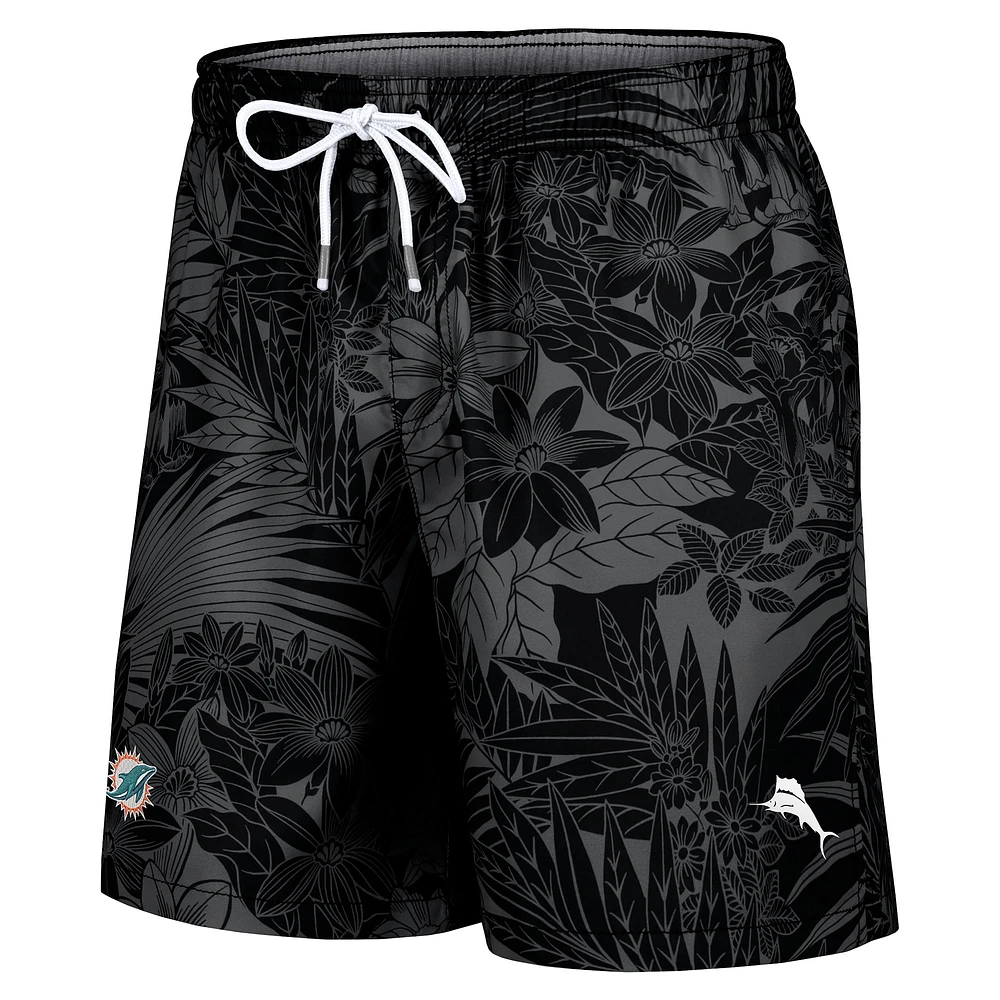 Men's Tommy Bahama Black Miami Dolphins Santiago Palms Board Shorts