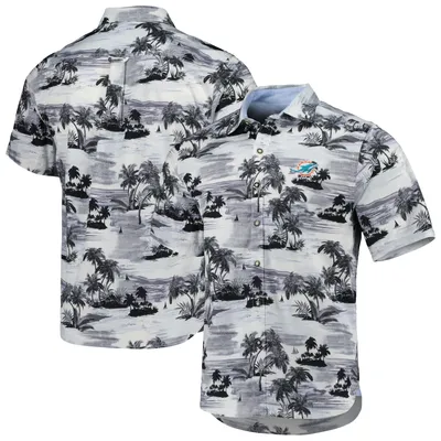 MIAMI DOLPHINS TEAM OMBRE MESH BUTTON DOWN SHIRT (BLACK/TEAL