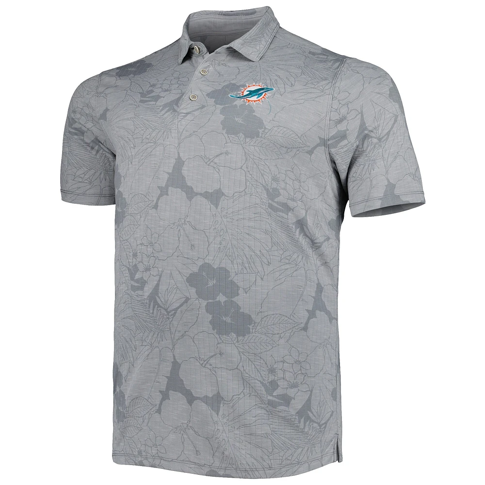 Polo Tommy Bahama gris Miami Dolphins Big & Tall Miramar Blooms pour hommes