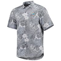 Men's Tommy Bahama Gray Miami Dolphins Coconut Point Playa Floral Camp IslandZone Button-Up Shirt