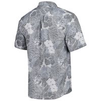 Men's Tommy Bahama Gray Miami Dolphins Coconut Point Playa Floral Camp IslandZone Button-Up Shirt