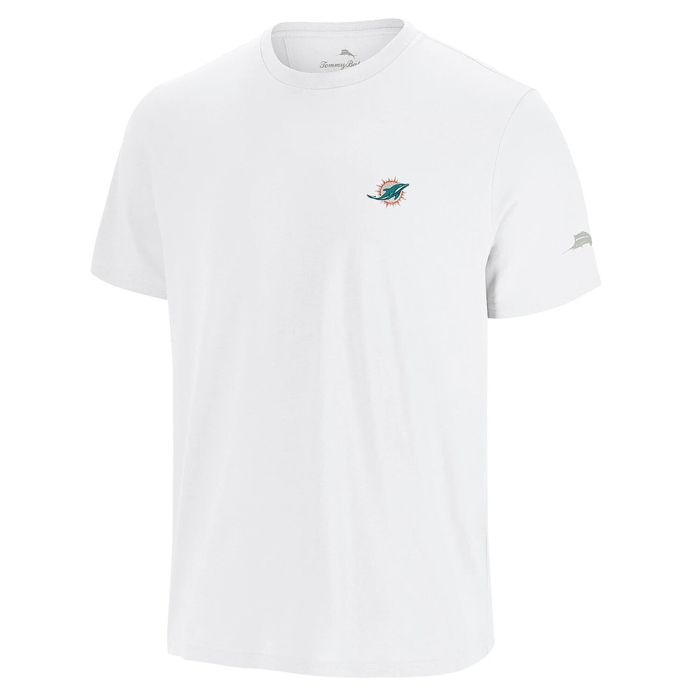 T-shirt graphique blanc Tommy Bahama Miami Dolphins Sport Torchdown pour homme