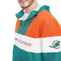 Veste à capuche demi-zip Tommy Hilfiger pour hommes Aqua/Orange Miami Dolphins Enzo