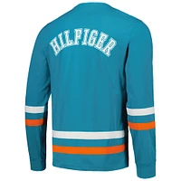 T-shirt à manches longues Tommy Hilfiger Aqua/Orange Miami Dolphins Nolan pour hommes