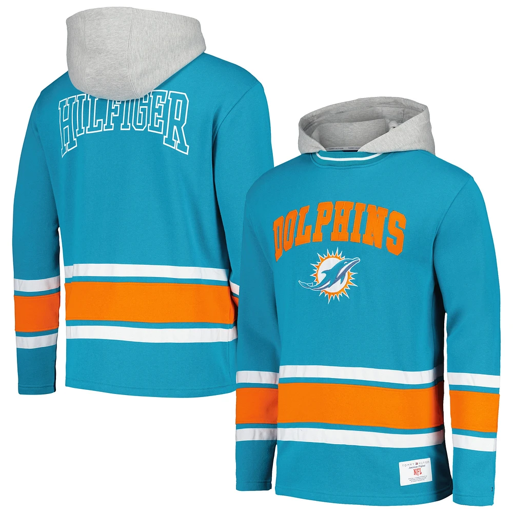 Sweat à capuche tendance Tommy Hilfiger Aqua Miami Dolphins Ivan pour hommes