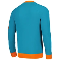 Men's Tommy Hilfiger Aqua Miami Dolphins Reese Raglan Tri-Blend Pullover Sweatshirt