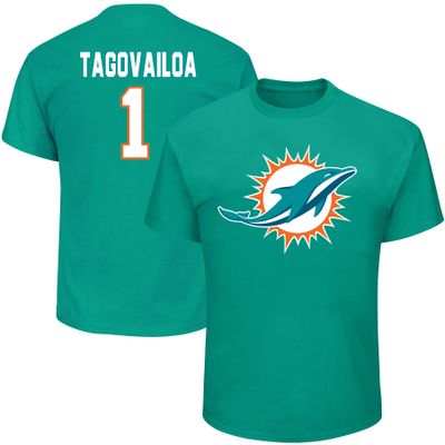 Men's Tua Tagovailoa Aqua Miami Dolphins Big & Tall Eligible Receiver III Name Number T-Shirt