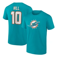 T-shirt Tyreek Hill Aqua Miami Dolphins pour homme avec nom et numéro de joueur