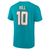 Men's Tyreek Hill Aqua Miami Dolphins Player Icon Name & Number T-Shirt