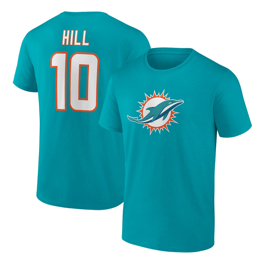 Men's Tyreek Hill Aqua Miami Dolphins Player Icon Name & Number T-Shirt