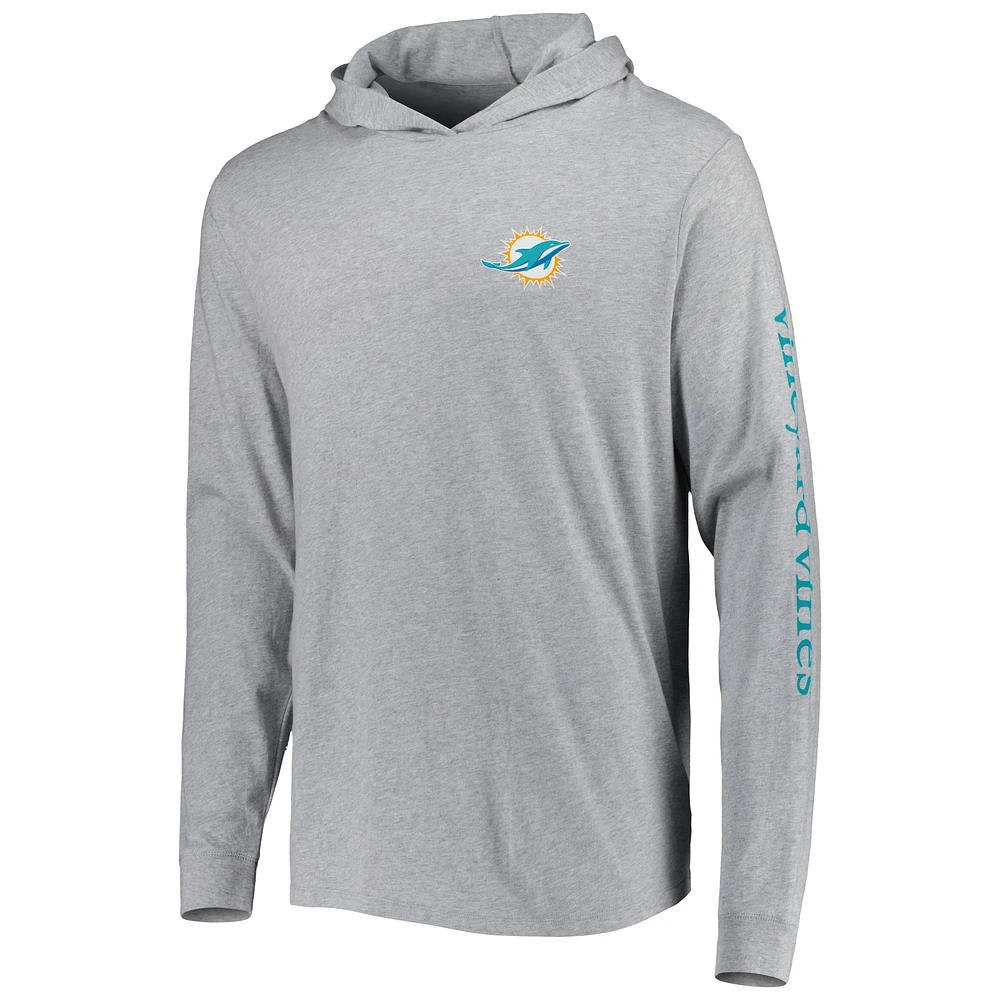 Men's Vineyard Vines Heathered Gray Miami Dolphins Local Long Sleeve Hoodie T-Shirt