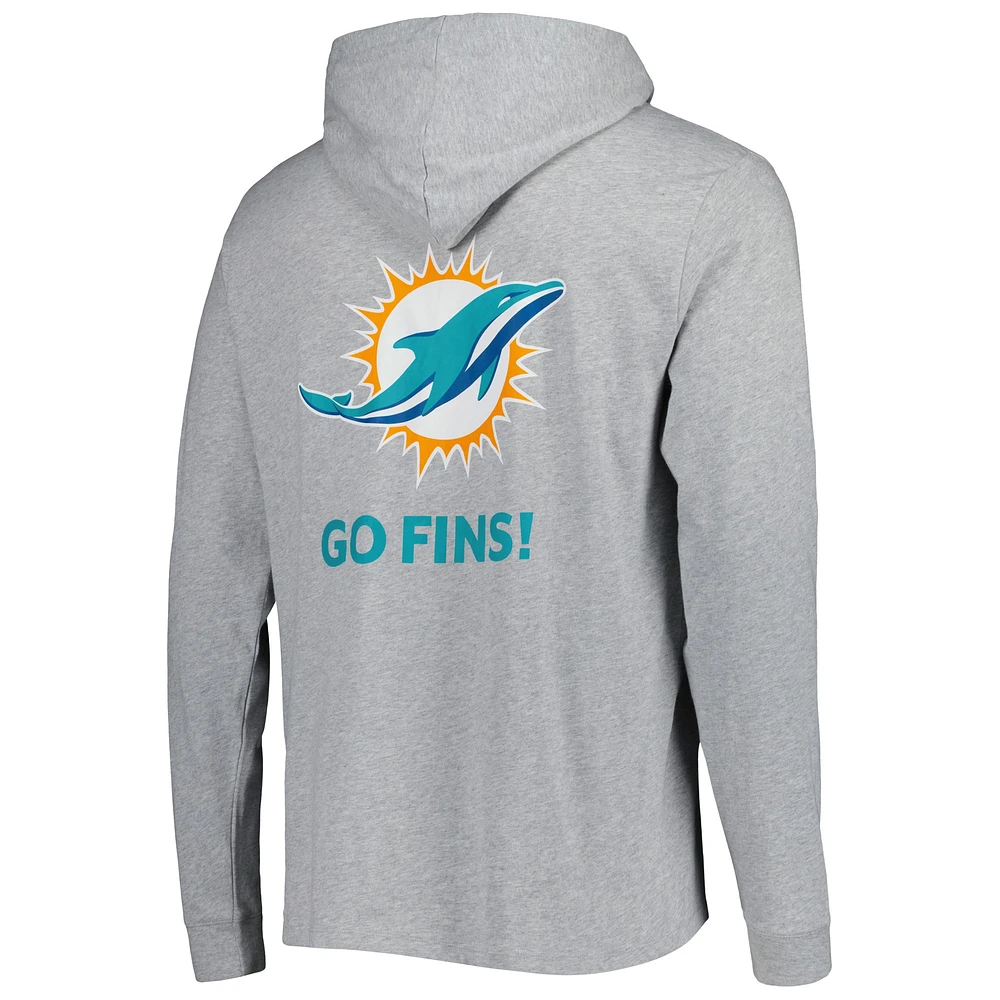 Men's Vineyard Vines Heathered Gray Miami Dolphins Local Long Sleeve Hoodie T-Shirt