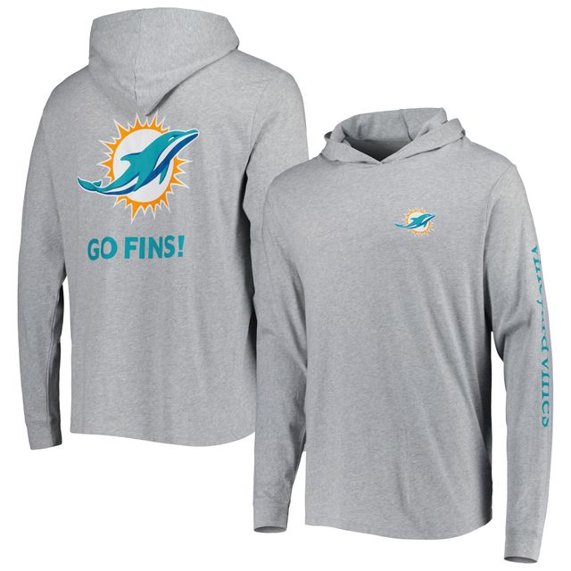 T-shirt à capuche manches longues pour homme Vineyard Vines gris chiné Miami Dolphins Local