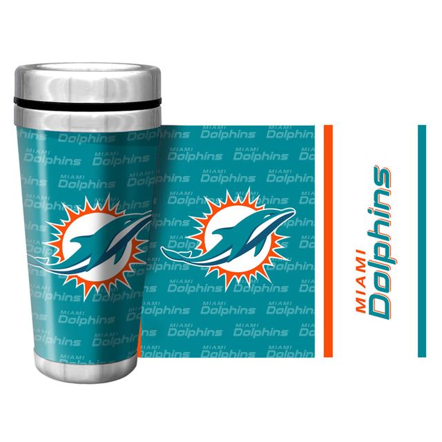 Dauphins de Miami 16oz. Tasse de voyage avec papier peint complet