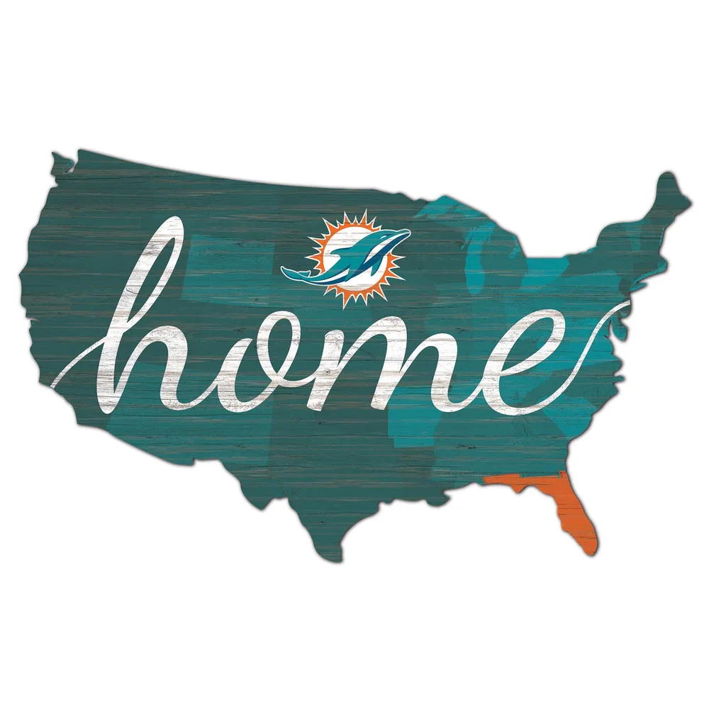 Lids Miami Dolphins 18'' x 18'' USA Shape Cutout Sign