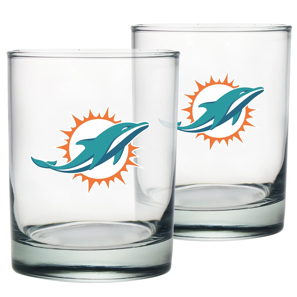 Ensemble de 2 verres Rocks de 13,5 oz des Miami Dolphins