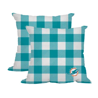 Miami Dolphins 2-Pack Buffalo Check Plaid Outdoor Pillow Set