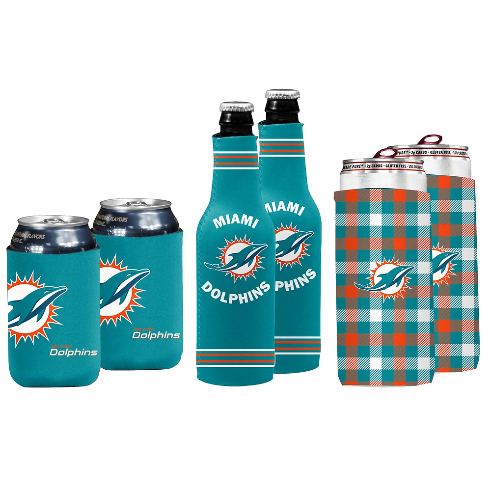 Miami Dolphins 6-Piece Can & Bottle Cooler Variety Pack