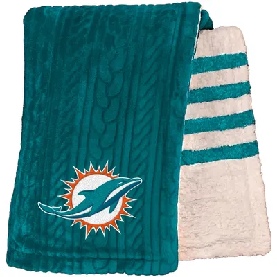 Miami Dolphins 60'' x 70'' Cable Knit Sherpa Stripe Plush Blanket