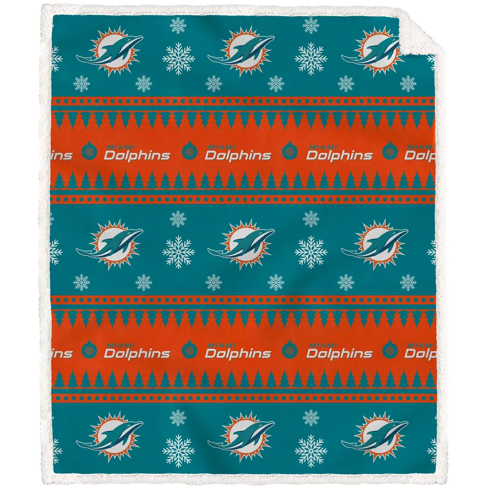 Lids Miami Dolphins 60'' x 70'' Holiday Gift Wrap Sherpa Flannel Fleece  Blanket