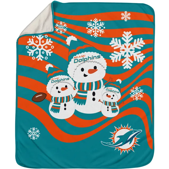 Lids Miami Dolphins 60'' x 70'' Cable Knit Sherpa Stripe Plush Blanket